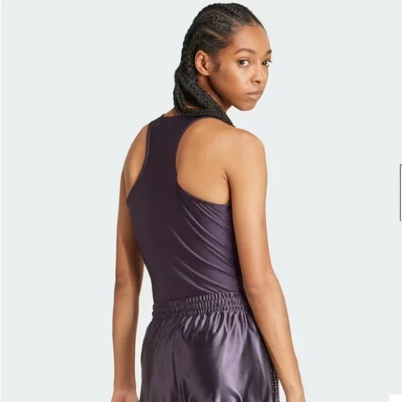 Adidas Originals Spandex Bodysuit in Shiny Aurora Black - Picture 2 of 7